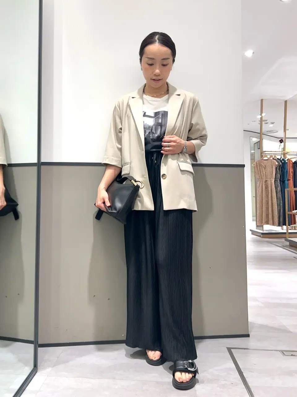 MIXプリーツパンツ/YECCA VECCA（イェッカ ヴェッカ）のワイドパンツ