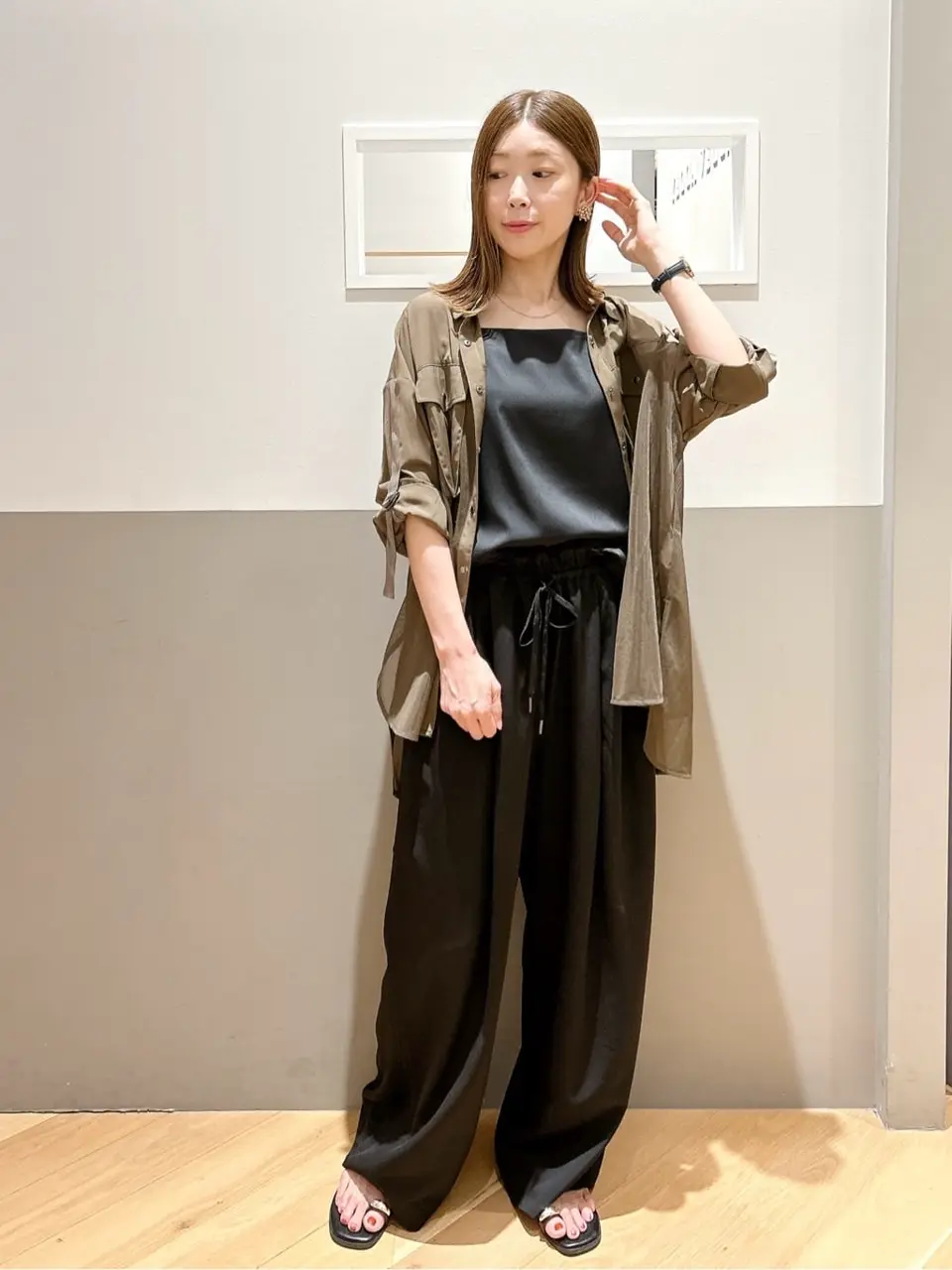 メッシュMIXデザインシャツ②/YECCA VECCA（イェッカ ヴェッカ）の