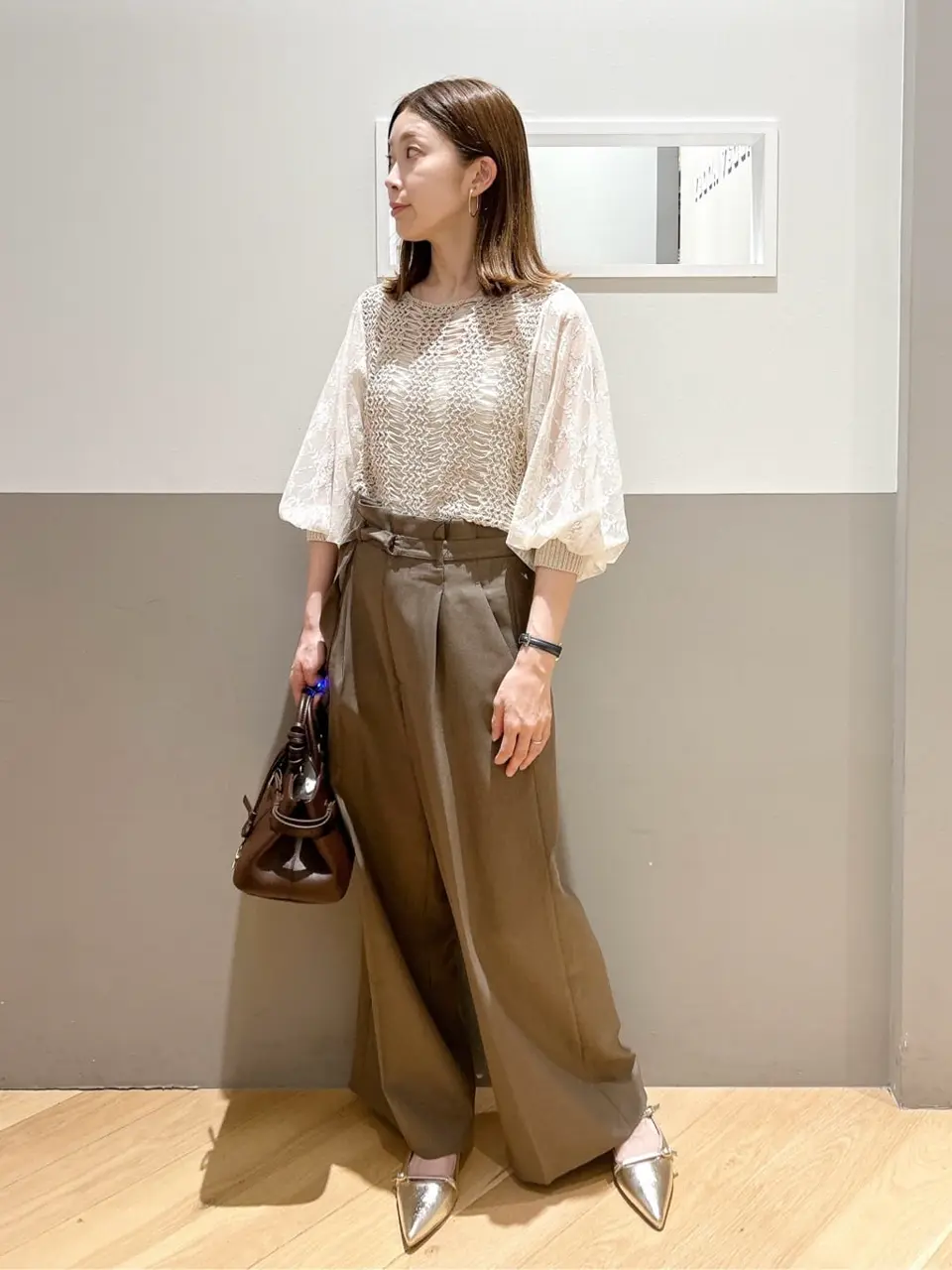 洗える】ベルト付きイージーケアワイドパンツ/YECCA VECCA（イェッカ