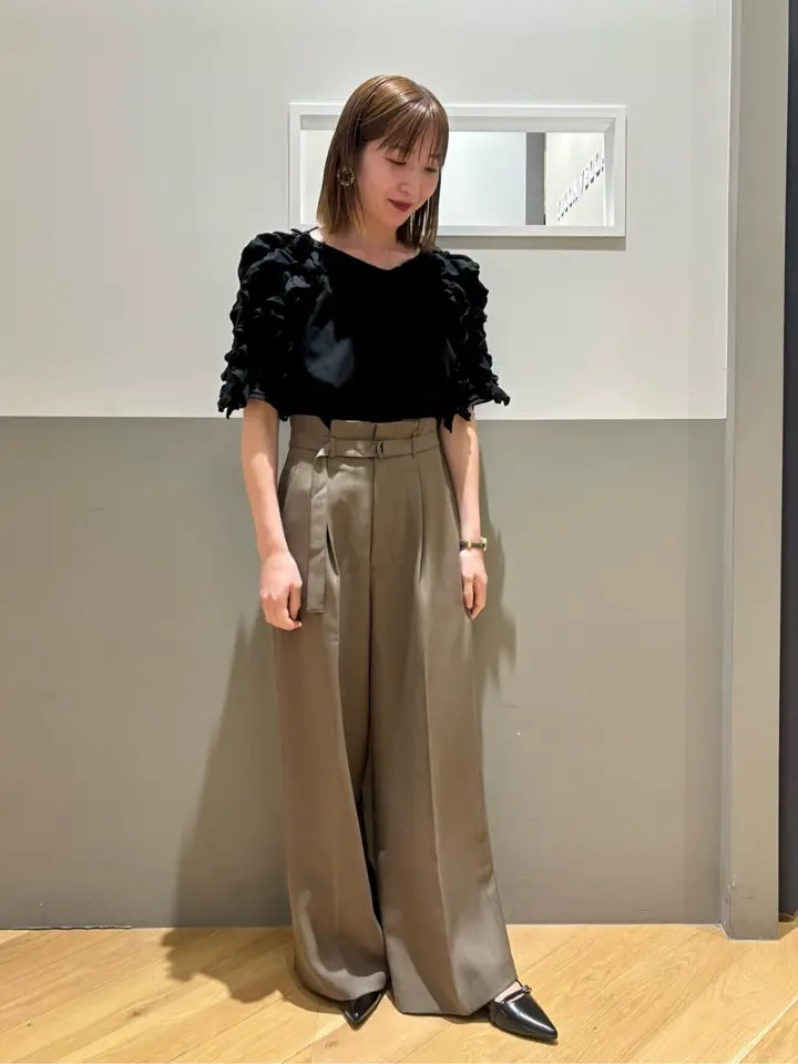 洗える】ベルト付きイージーケアワイドパンツ/YECCA VECCA（イェッカ