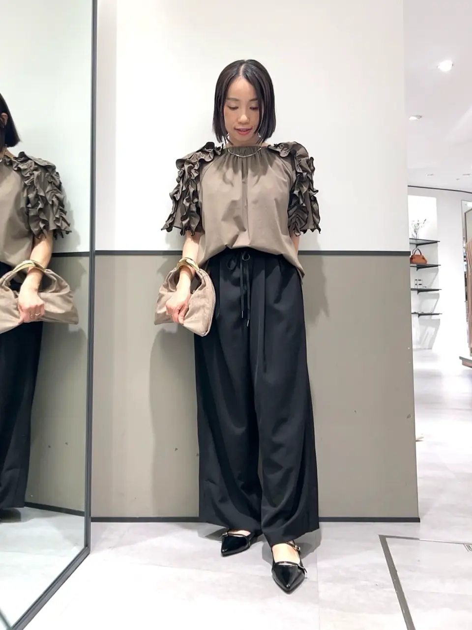 メッシュMIXデザインシャツ②/YECCA VECCA（イェッカ ヴェッカ）の