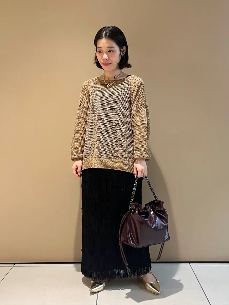 スラブメッシュルーズニット/YECCA VECCA（イェッカ ヴェッカ）の