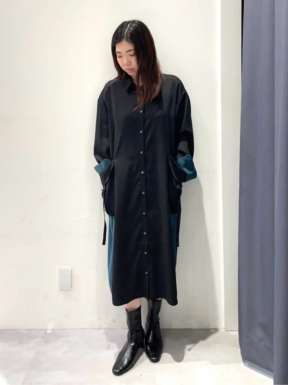 カーゴデザイン配色シャツワンピース/YECCA VECCA（イェッカ ヴェッカ