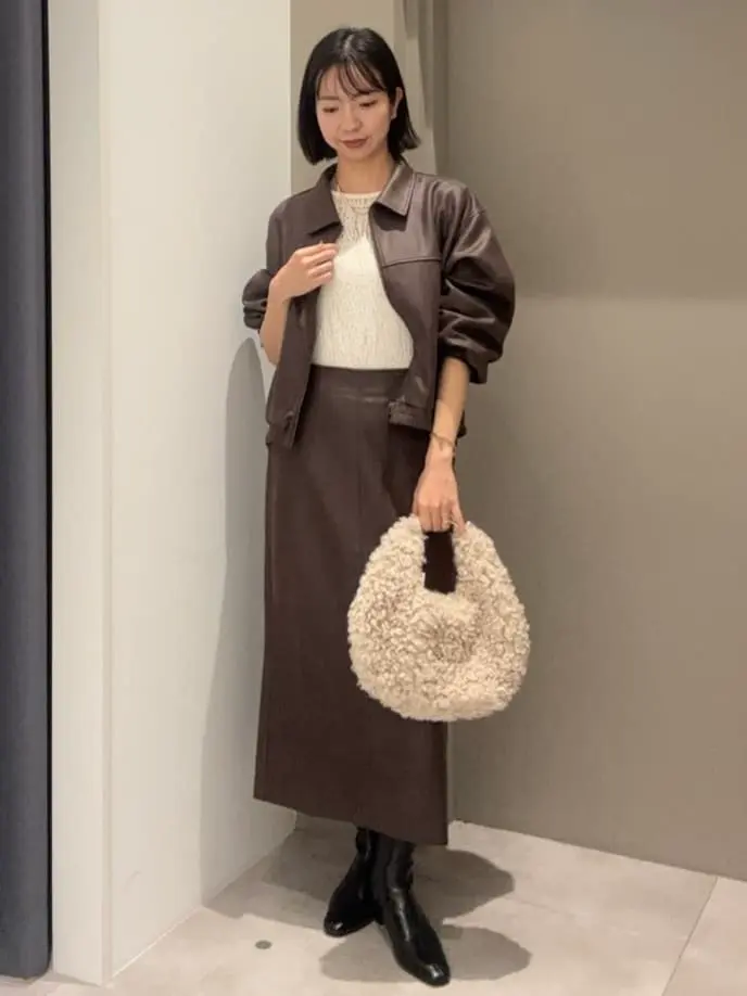 ステンカラーレザーライクブルゾン/YECCA VECCA（イェッカ ヴェッカ