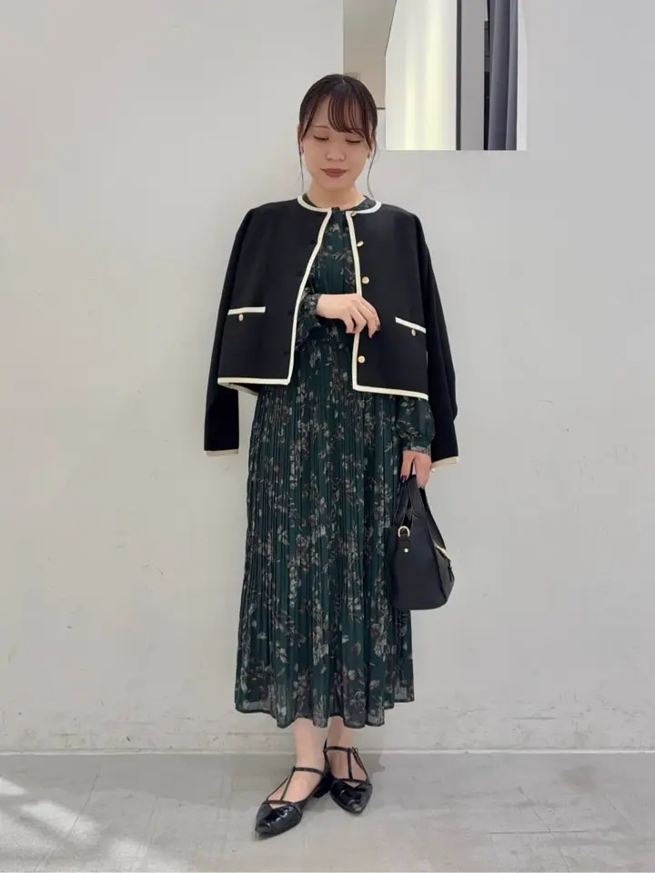 ヴィンテージフラワー柄プリーツワンピース/YECCA VECCA（イェッカ