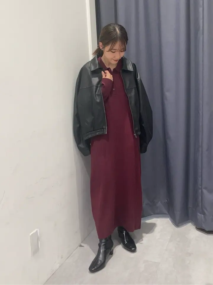 ステンカラーレザーライクブルゾン/YECCA VECCA（イェッカ ヴェッカ