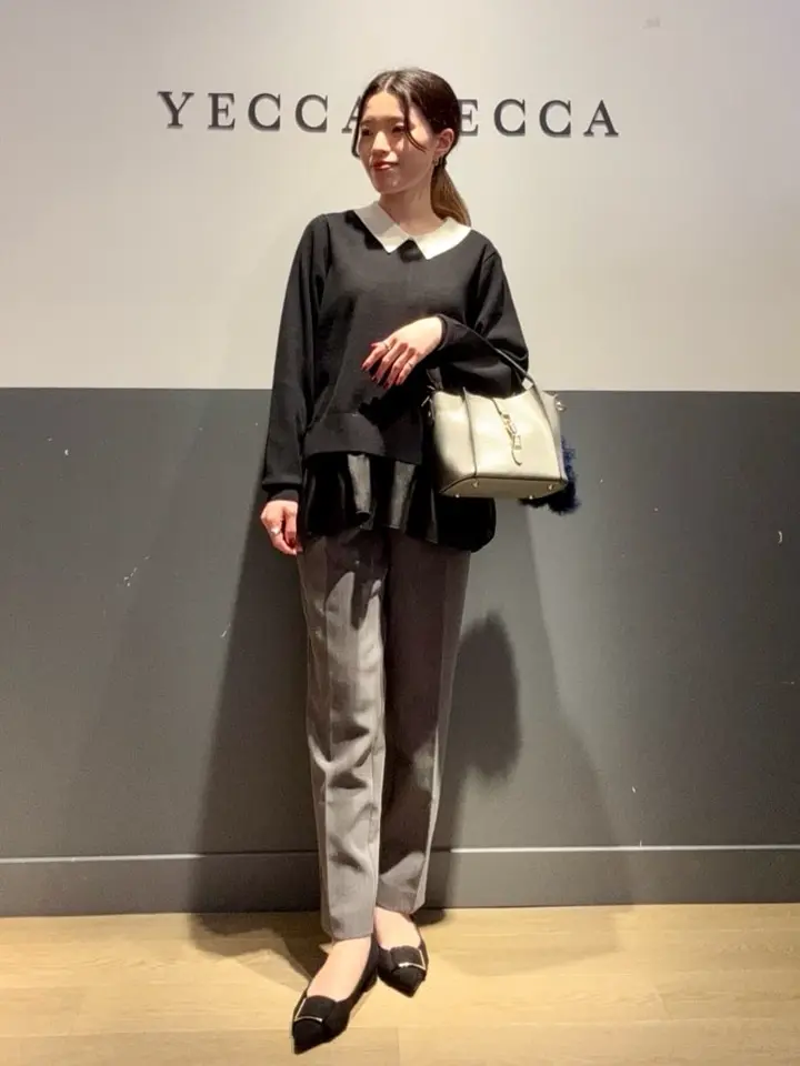 2way襟付きフリルレイヤードニット/YECCA VECCA（イェッカ ヴェッカ