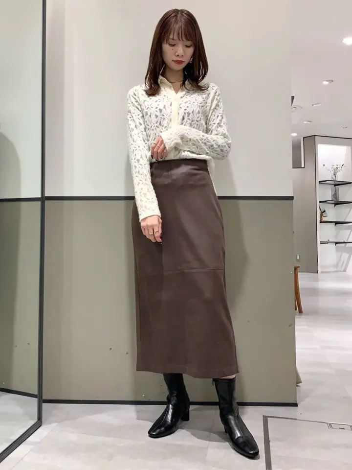 レザーライクナロースカート/YECCA VECCA（イェッカ ヴェッカ）の