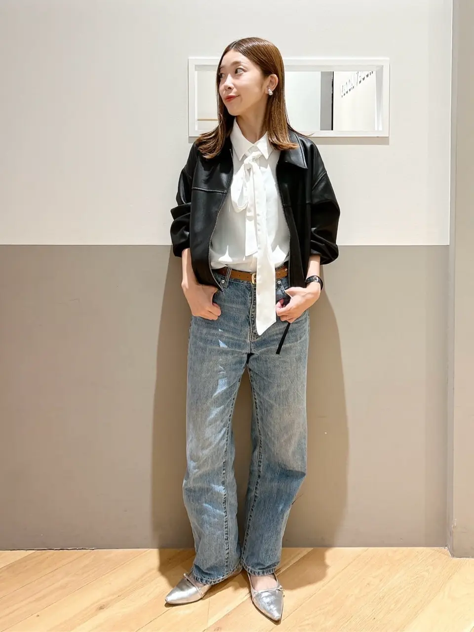 ステンカラーレザーライクブルゾン/YECCA VECCA（イェッカ ヴェッカ