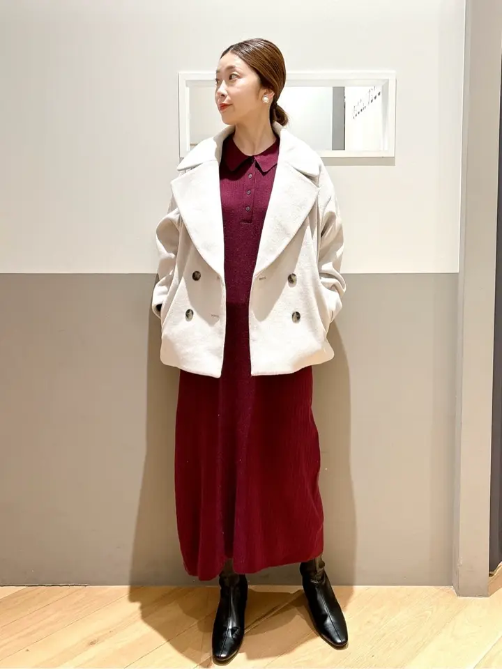 ビッグカラーニットビーバーショートコート/YECCA VECCA（イェッカ  