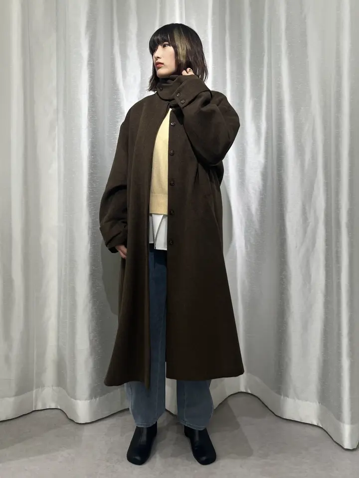 無地ウール混スタンドカラーロングコート/GARAGE OF GOOD CLOTHING 