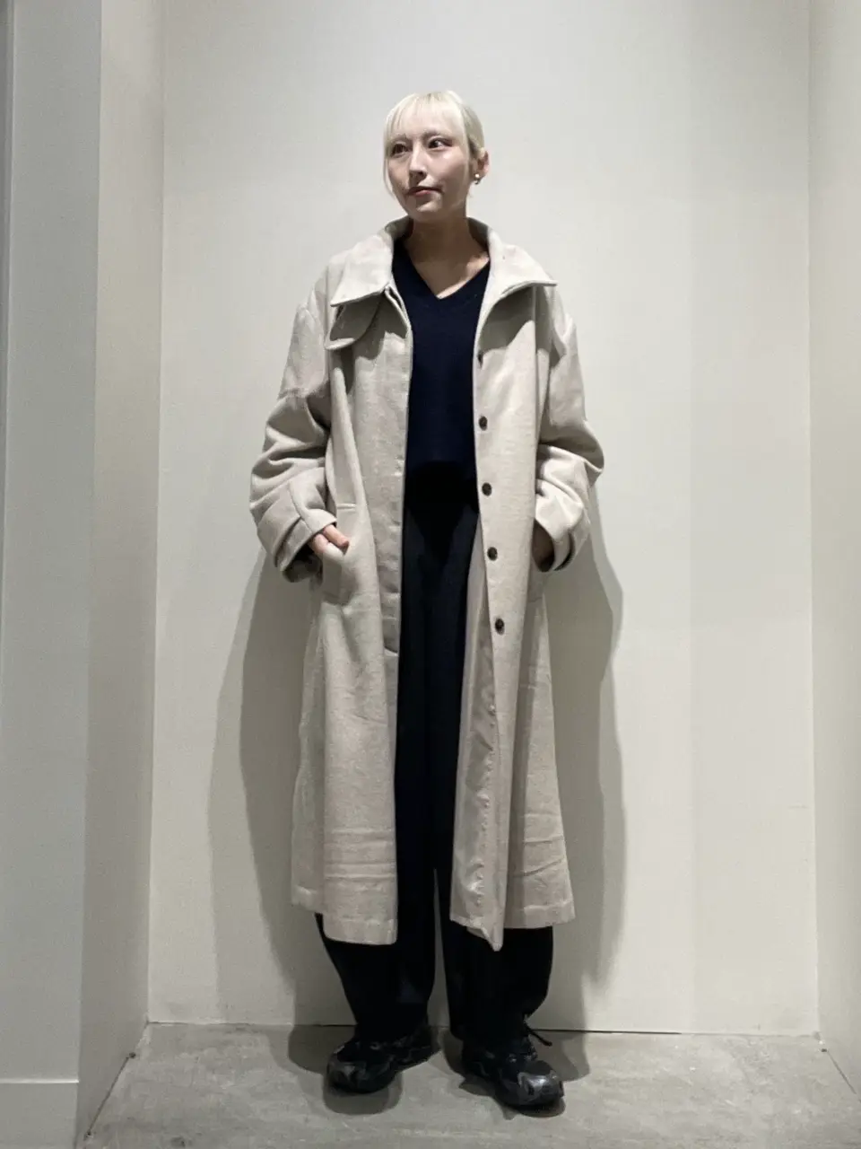 Chloé ヘリンボーンファー付きロングコート 40 ファー衿付きヘリンボーンコート/an another angelus [47BD03j001] | F