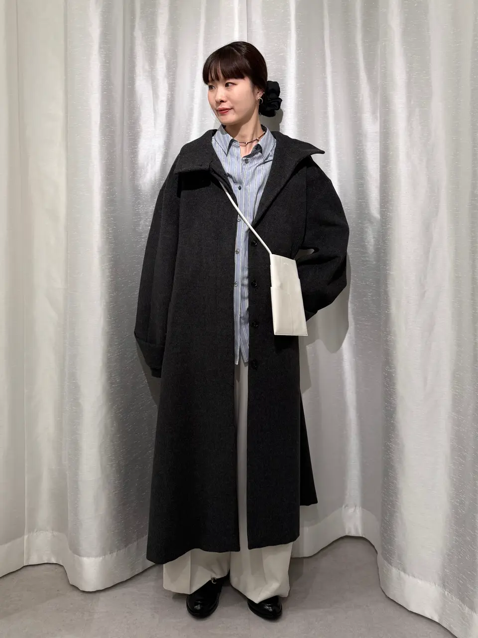 無地ウール混スタンドカラーロングコート/GARAGE OF GOOD CLOTHING