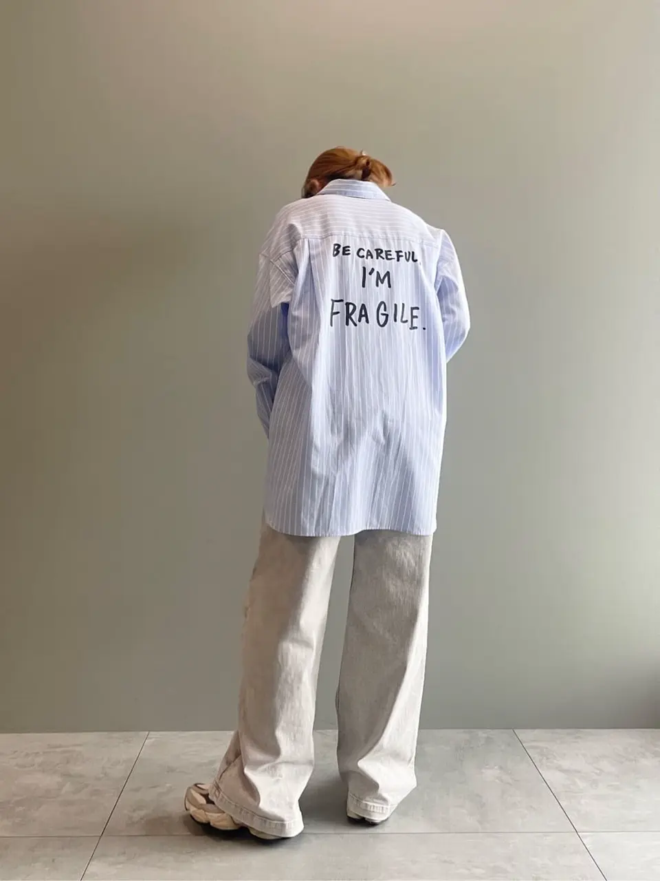 バックロゴストライプオーバーサイズシャツ/GARAGE OF GOOD CLOTHING