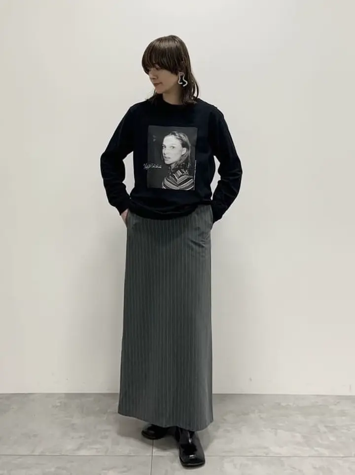 グレーストライプロングタイトスカート/GARAGE OF GOOD CLOTHING