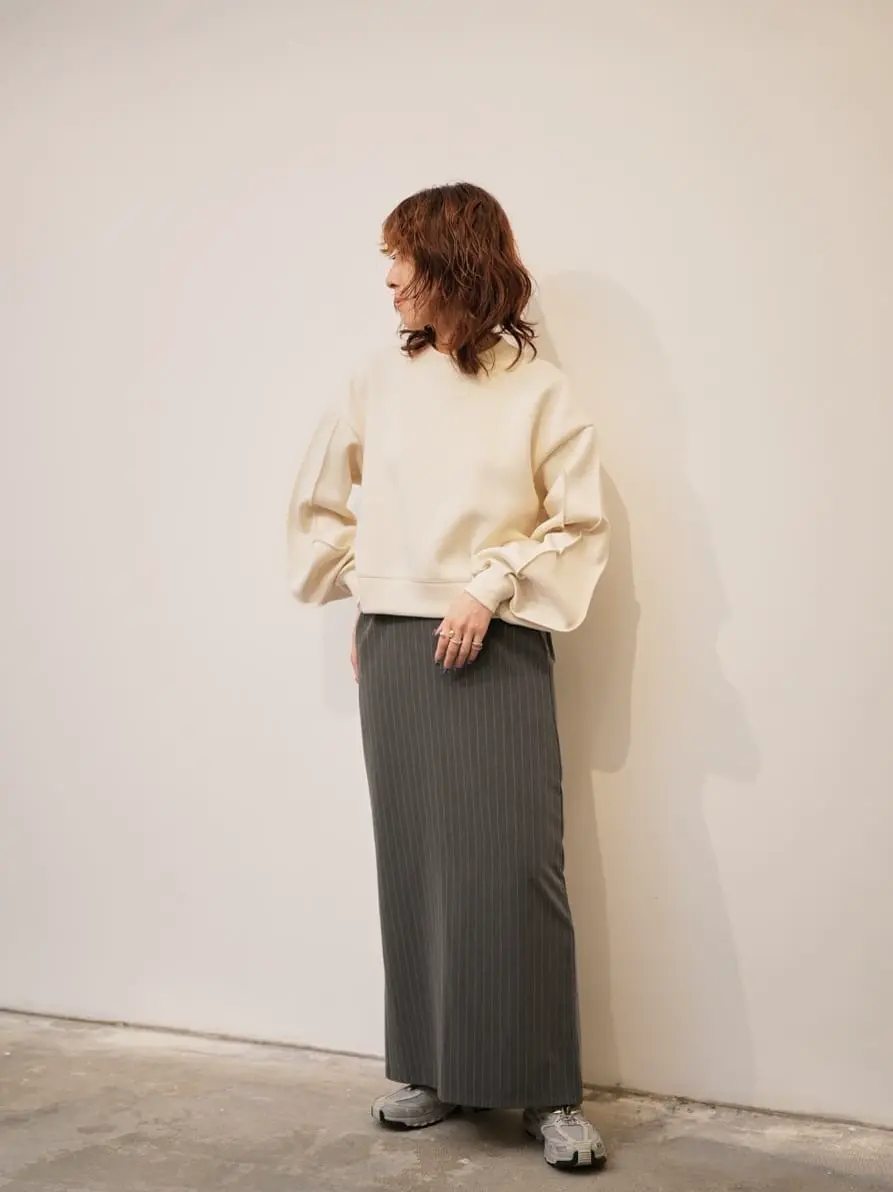 グレーストライプロングタイトスカート/GARAGE OF GOOD CLOTHING