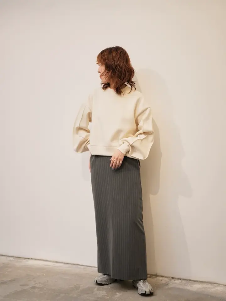 グレーストライプロングタイトスカート/GARAGE OF GOOD CLOTHING