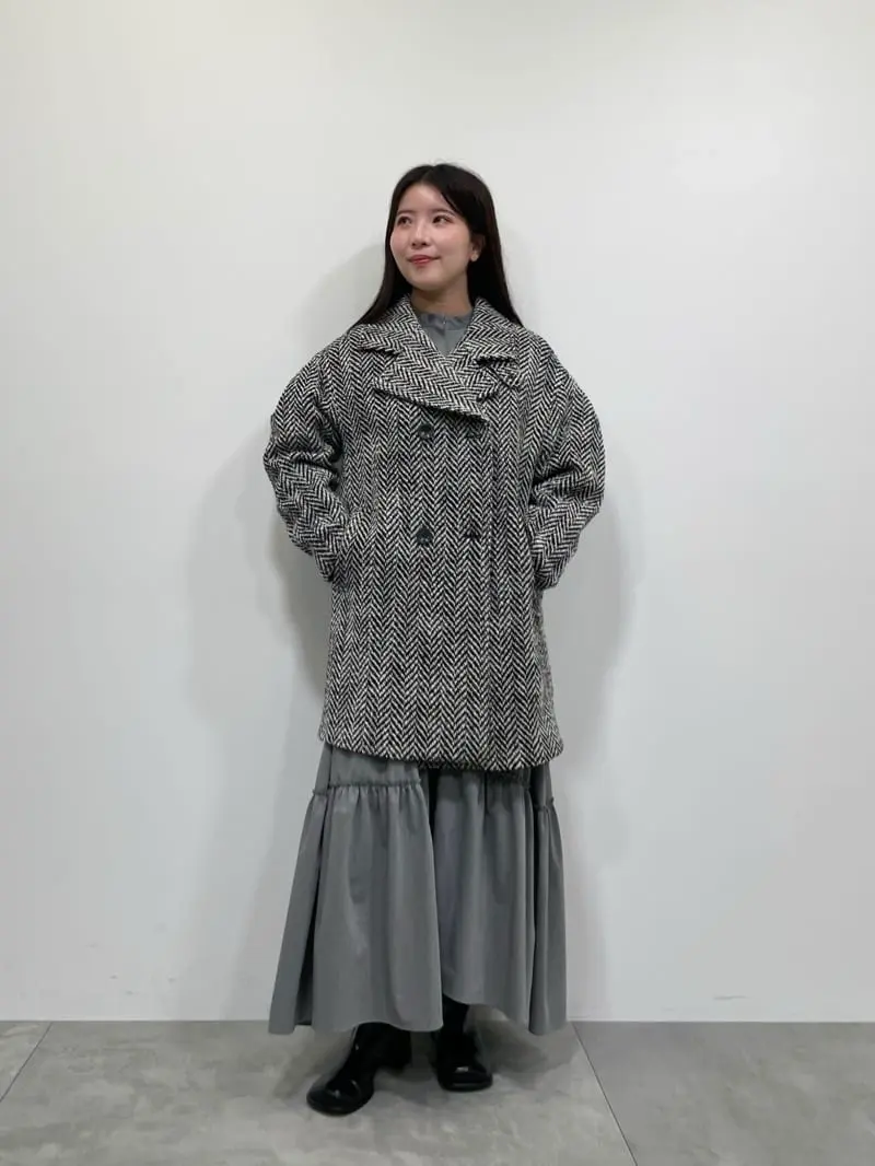 ヘリンボーンミドル丈コクーンコート/GARAGE OF GOOD CLOTHING