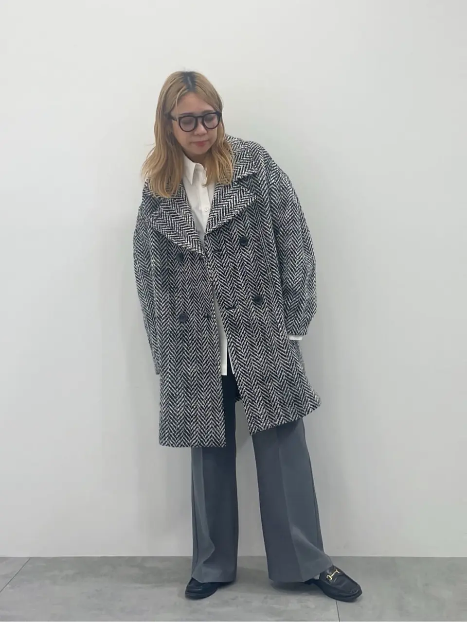 極美品★ebure★人気完売★ヘリンボーン★Aラインウールコート★ 極美品☆ebure☆人気完売☆ヘリンボーン☆Aラインウールコート☆