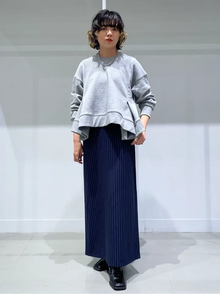 ネイビーストライプロングタイトスカート/GARAGE OF GOOD CLOTHING