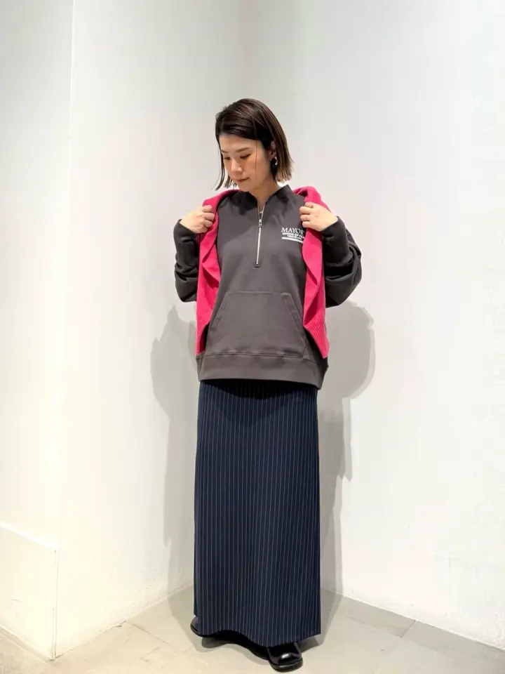 ネイビーストライプロングタイトスカート/GARAGE OF GOOD CLOTHING