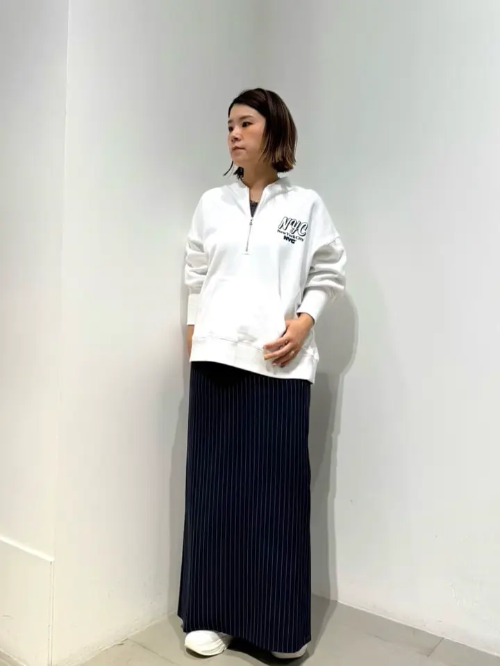 ネイビーストライプロングタイトスカート/GARAGE OF GOOD CLOTHING