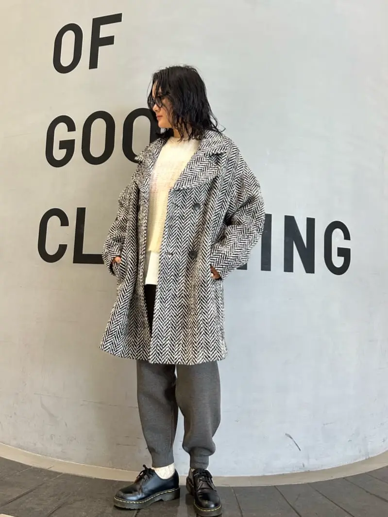 ヘリンボーンミドル丈コクーンコート/GARAGE OF GOOD CLOTHING