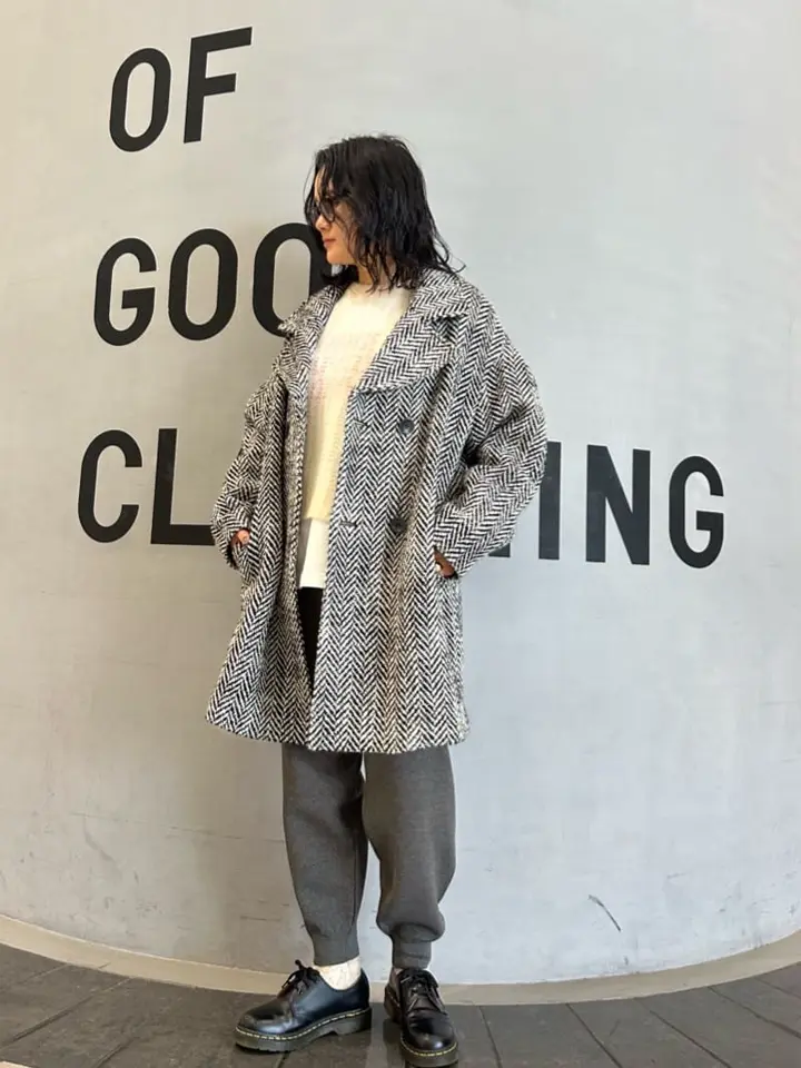 ヘリンボーンミドル丈コクーンコート/GARAGE OF GOOD CLOTHING