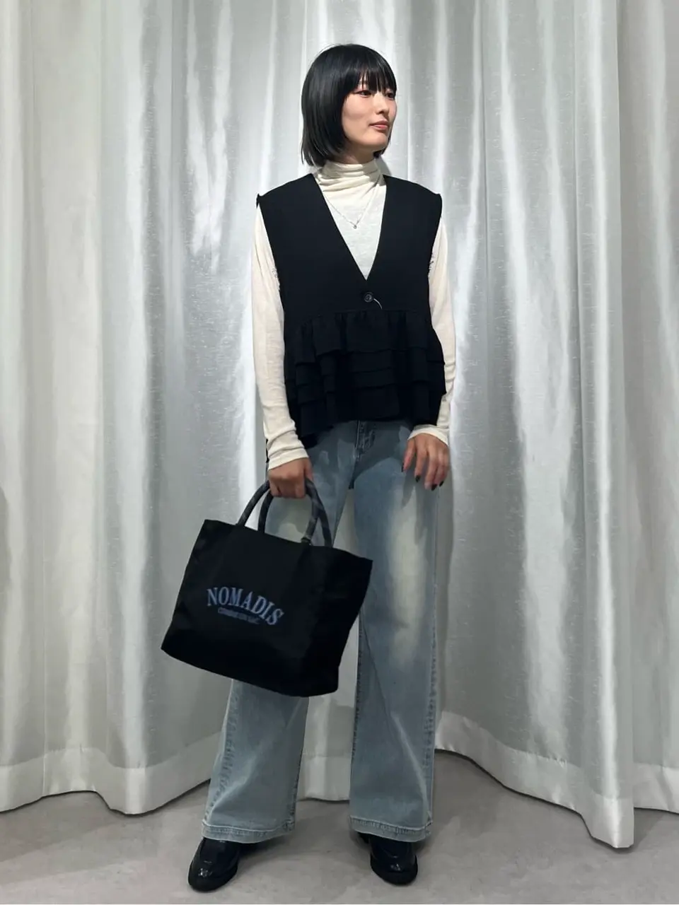ツイードギャザーベスト/GARAGE OF GOOD CLOTHING（ガレージ オブ