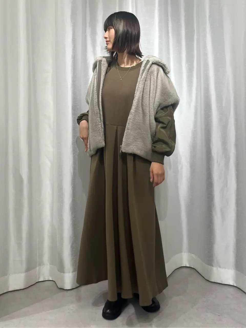 ダンボール×異素材タックワンピース/GARAGE OF GOOD CLOTHING