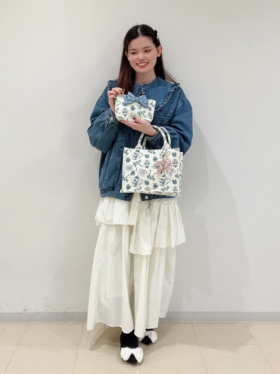 ティーカップ柄ゴブランスクエアトートバッグ/Maison de FLEUR（メゾン