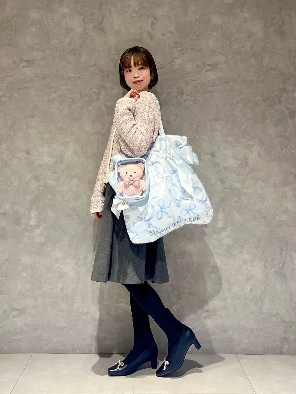 限定カラーあり】リボンベアパスケース/Maison de FLEUR（メゾン ド
