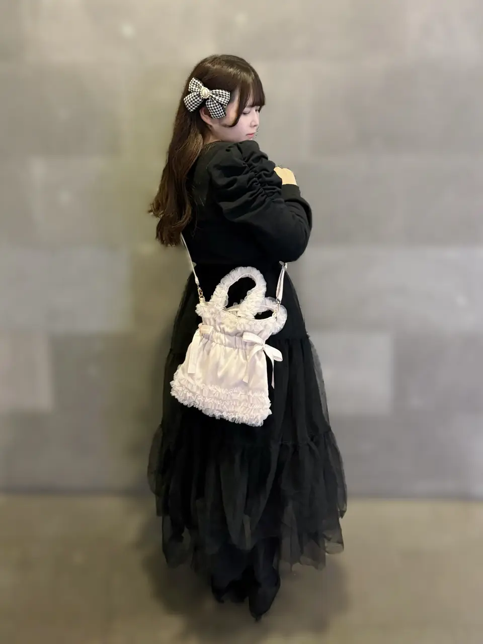 【原価以下安値】今期新作★★ブラックダルメシアン♡ダブルバックリボン♡ リボンジャカードダブルリボントートバッグ/Maison de FLEUR（メゾン