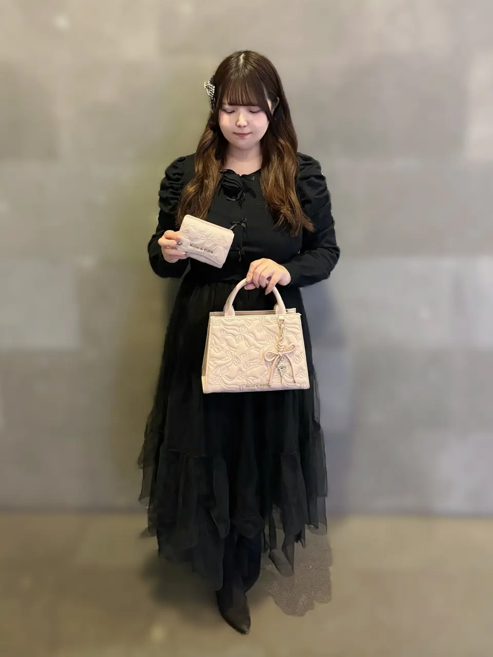 チャーム付きリボンキルティングトートバッグ/Maison de FLEUR（メゾン