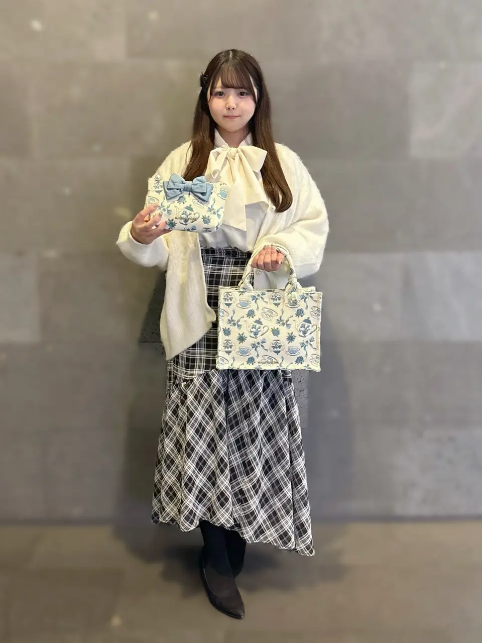 ティーカップ柄ゴブランスクエアトートバッグ/Maison de FLEUR（メゾン