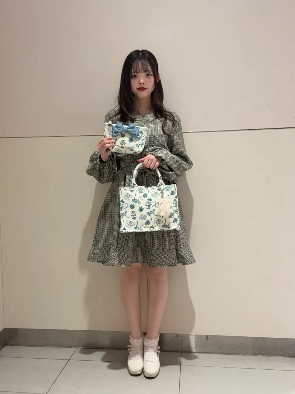 ティーカップ柄ゴブランスクエアトートバッグ/Maison de FLEUR（メゾン