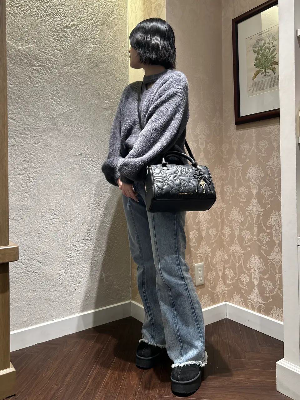 チャーム付きリボンキルティングボストンバッグ/Maison de FLEUR