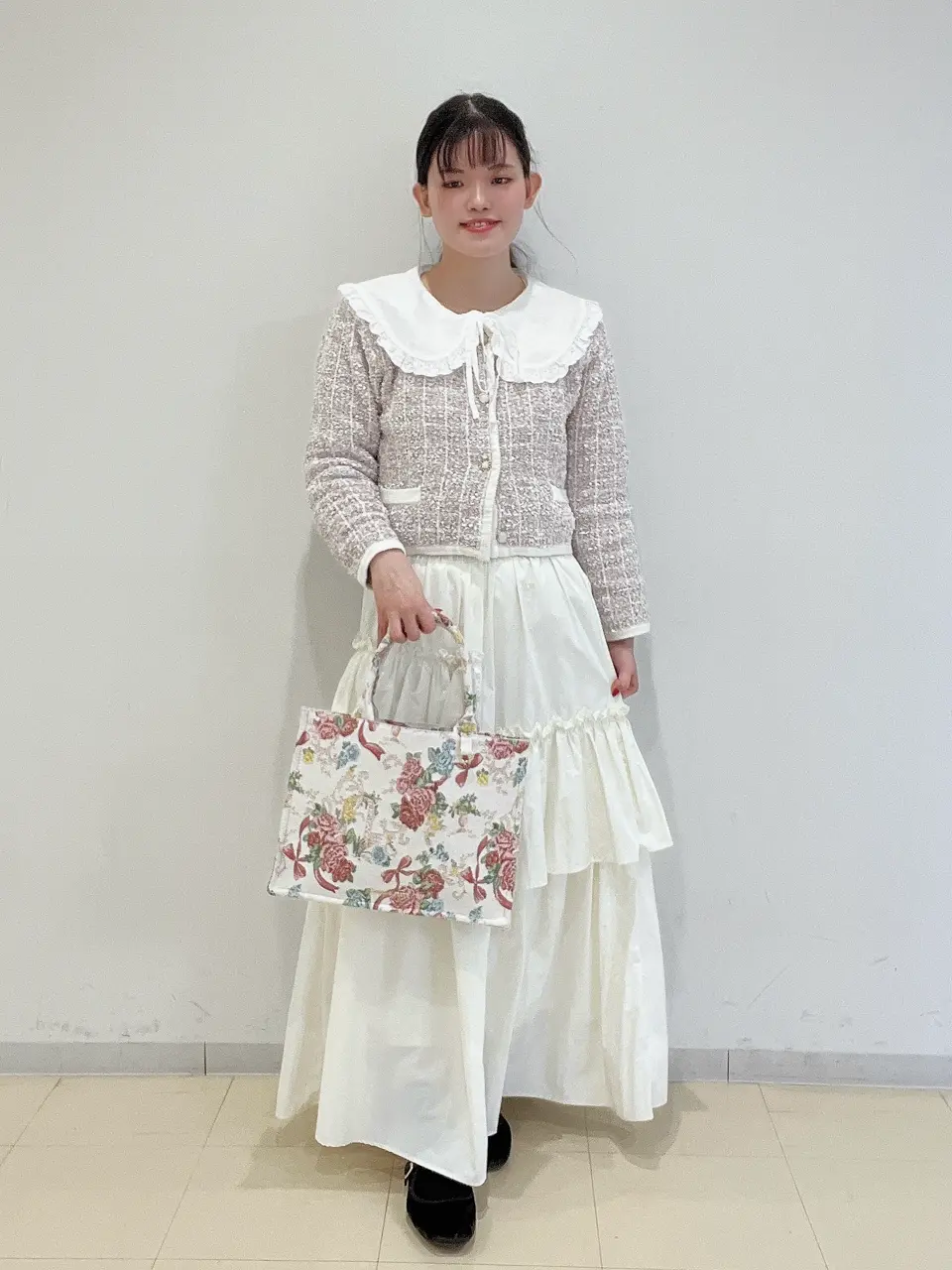 ご購入者様決定【alain manoukian 】ハイウエスト花柄タイトストレート♡フランス製 フラワーガーデン柄ゴブランスクエアトートバッグ/Maison de FLEUR