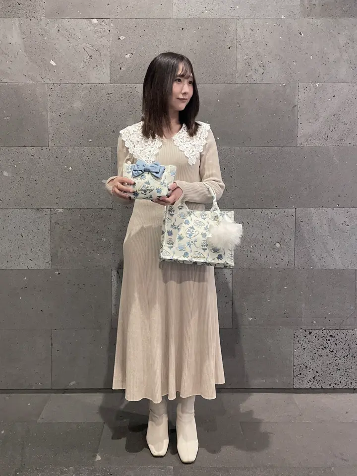 ティーカップ柄ゴブランスクエアトートバッグ/Maison de FLEUR（メゾン