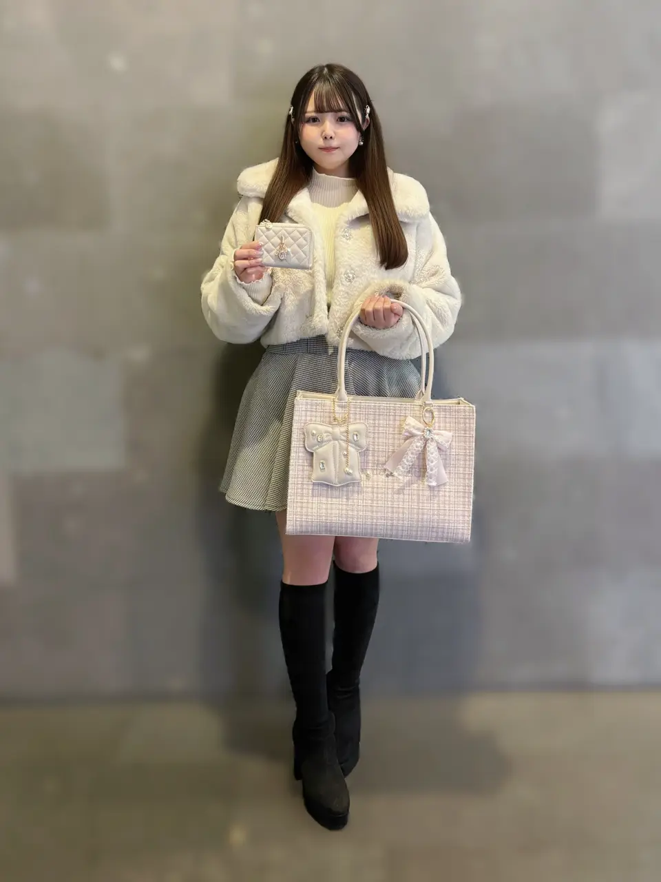 ビジューツイードスクエアトートバッグ/Maison de FLEUR（メゾン ド