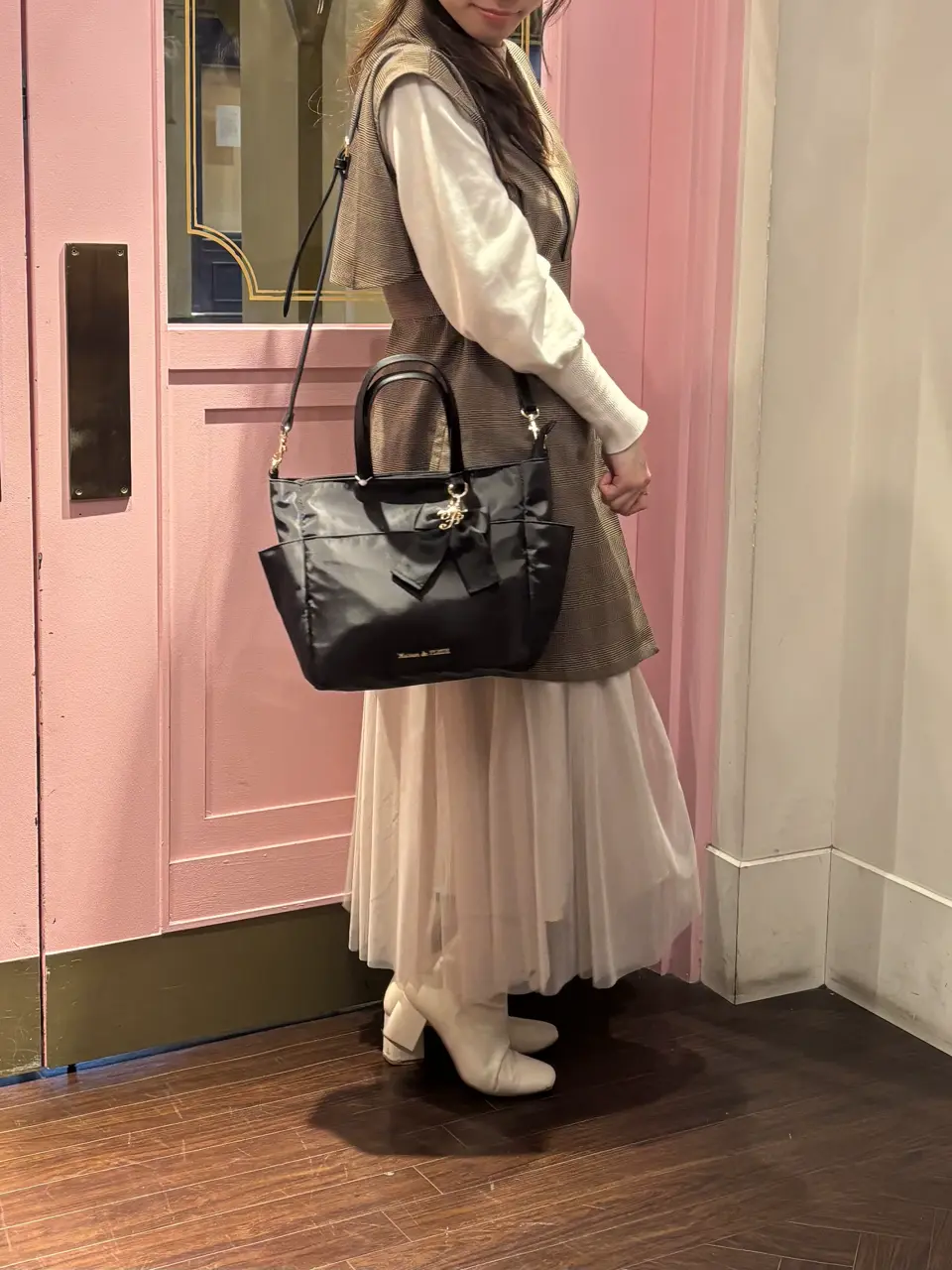 撥水加工リボンチャームマルチポケットトートS/Maison de FLEUR
