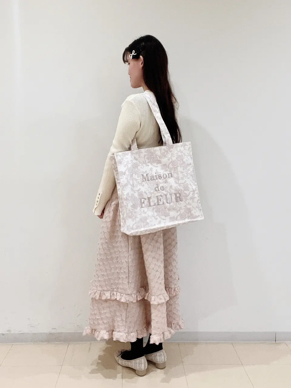 フラワーガーデンロゴ刺繍スクエアトート/Maison de FLEUR（メゾン ド