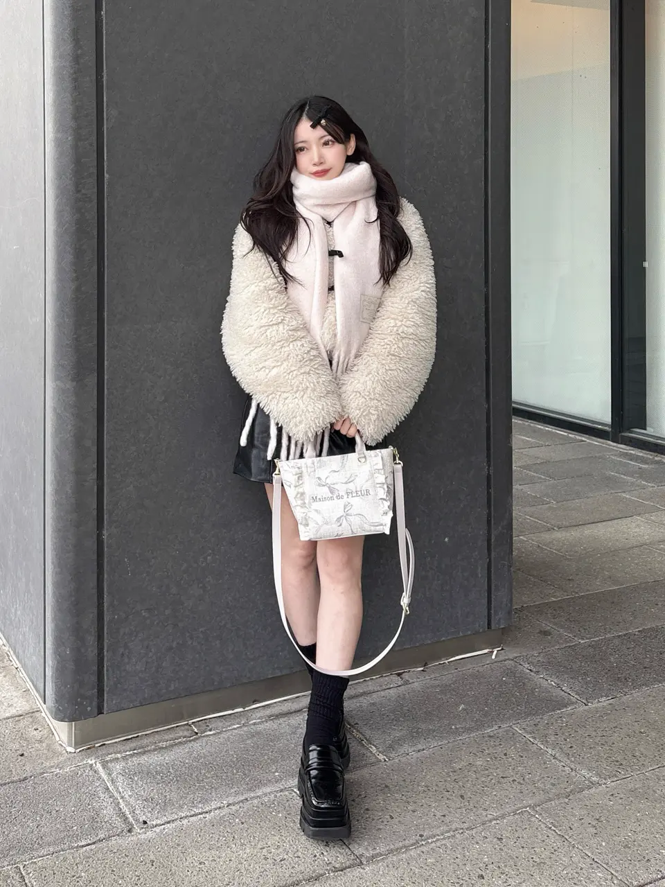 ツイードリボンプリント2WayバッグS/Maison de FLEUR（メゾン ド