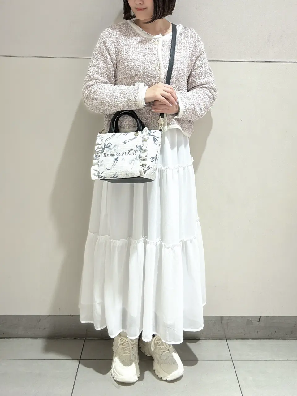 ツイードリボンプリント2WayバッグS/Maison de FLEUR（メゾン ド