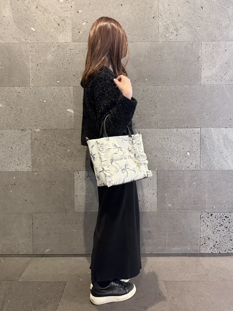 ツイードリボンプリント2WayバッグM/Maison de FLEUR（メゾン ド