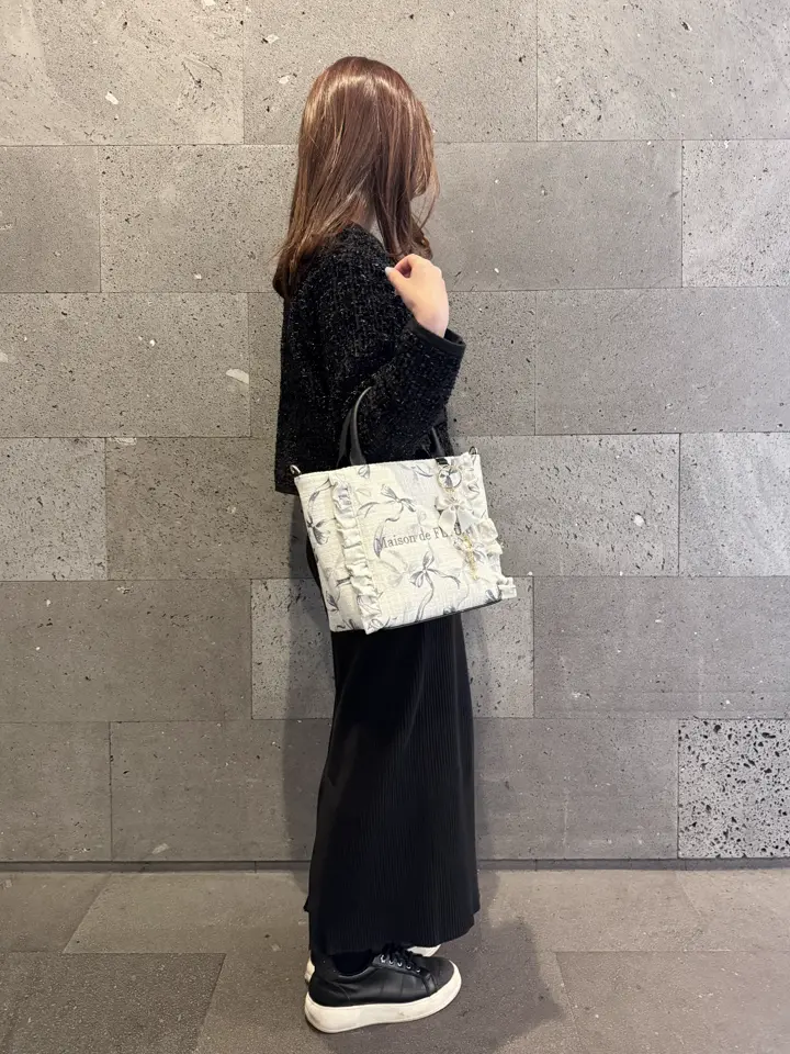 ツイードリボンプリント2WayバッグM/Maison de FLEUR（メゾン ド