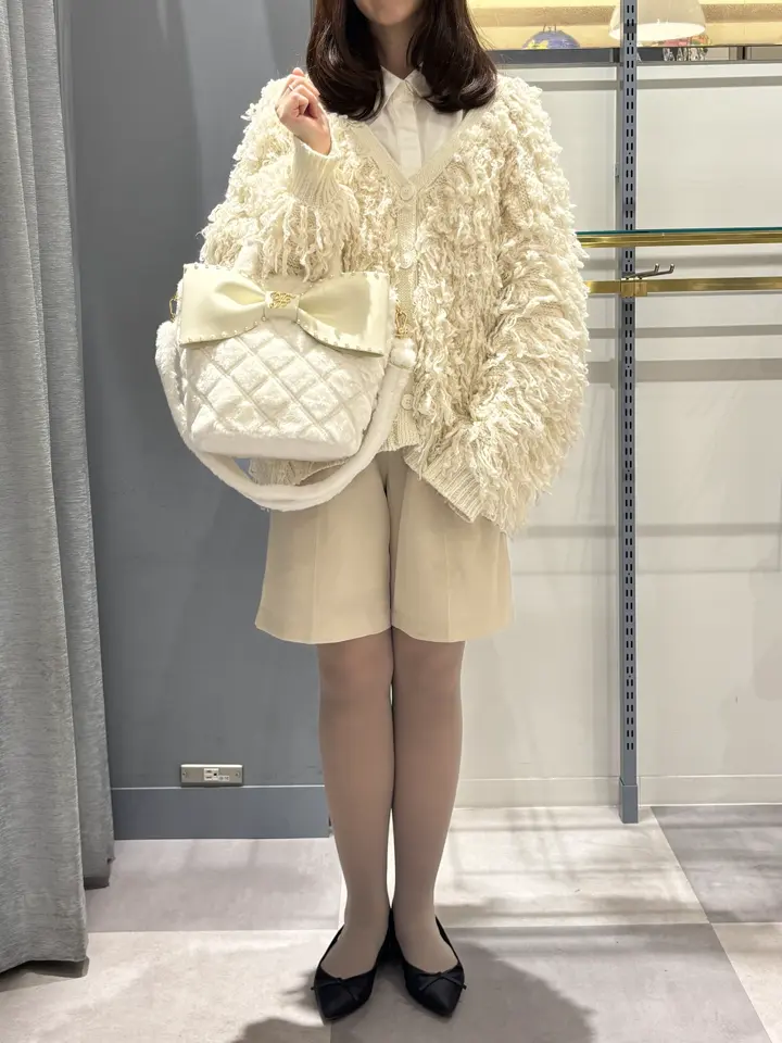 フェイクファーパールリボントートバッグ/Maison de FLEUR（メゾン ド