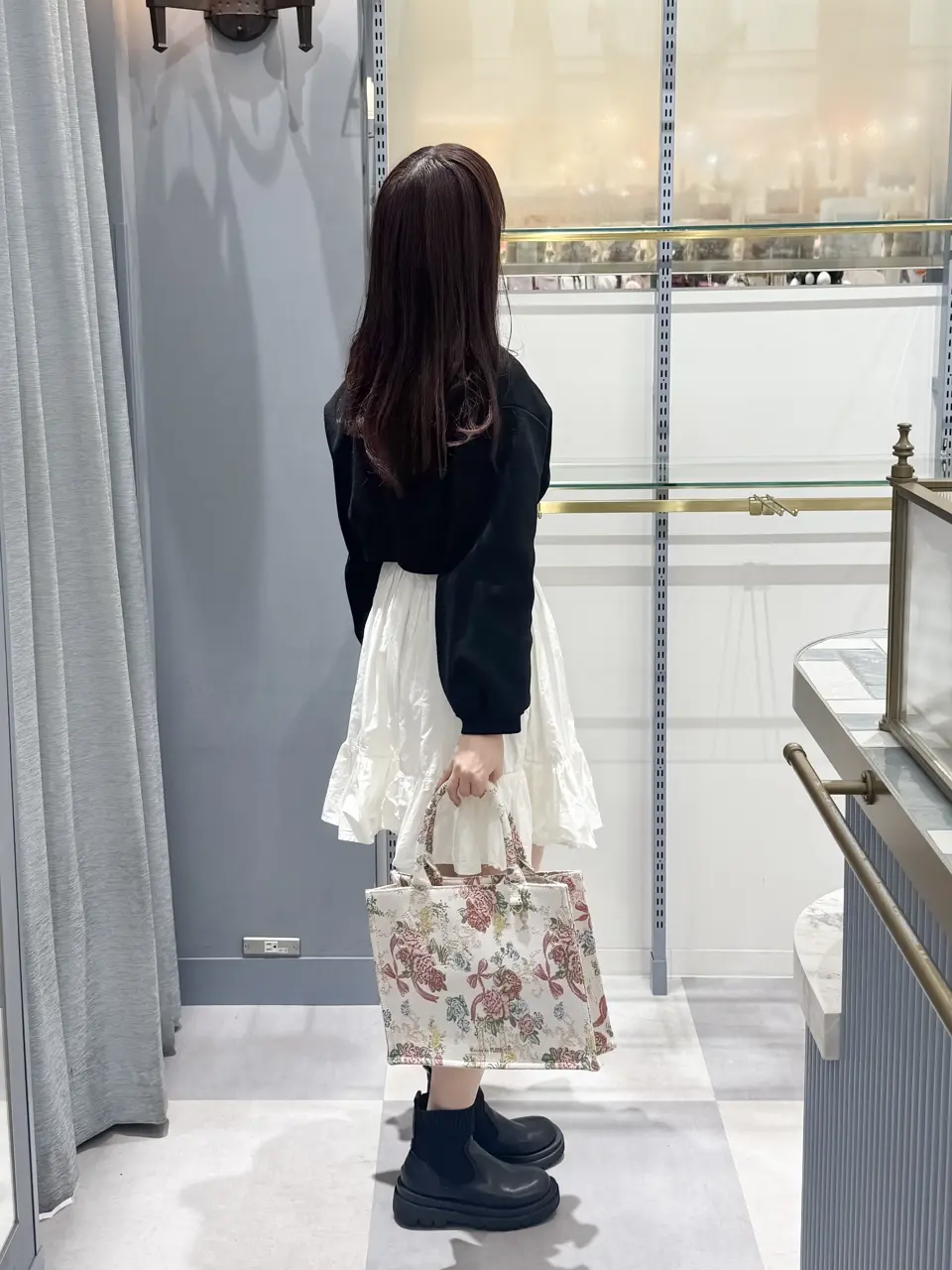 フラワーガーデン柄ゴブランスクエアトートバッグ/Maison de FLEUR