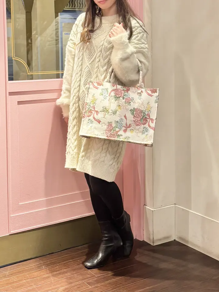 フラワーガーデン柄ゴブランスクエアトートバッグ/Maison de FLEUR