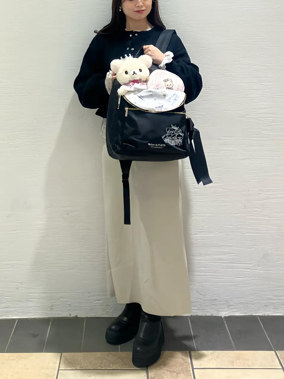 ✨極美品✨メゾンドフルール プチローブカノン リュック キルティング ブラック リラックマ リボンラウンドリュック/Maison de FLEUR（メゾン ド